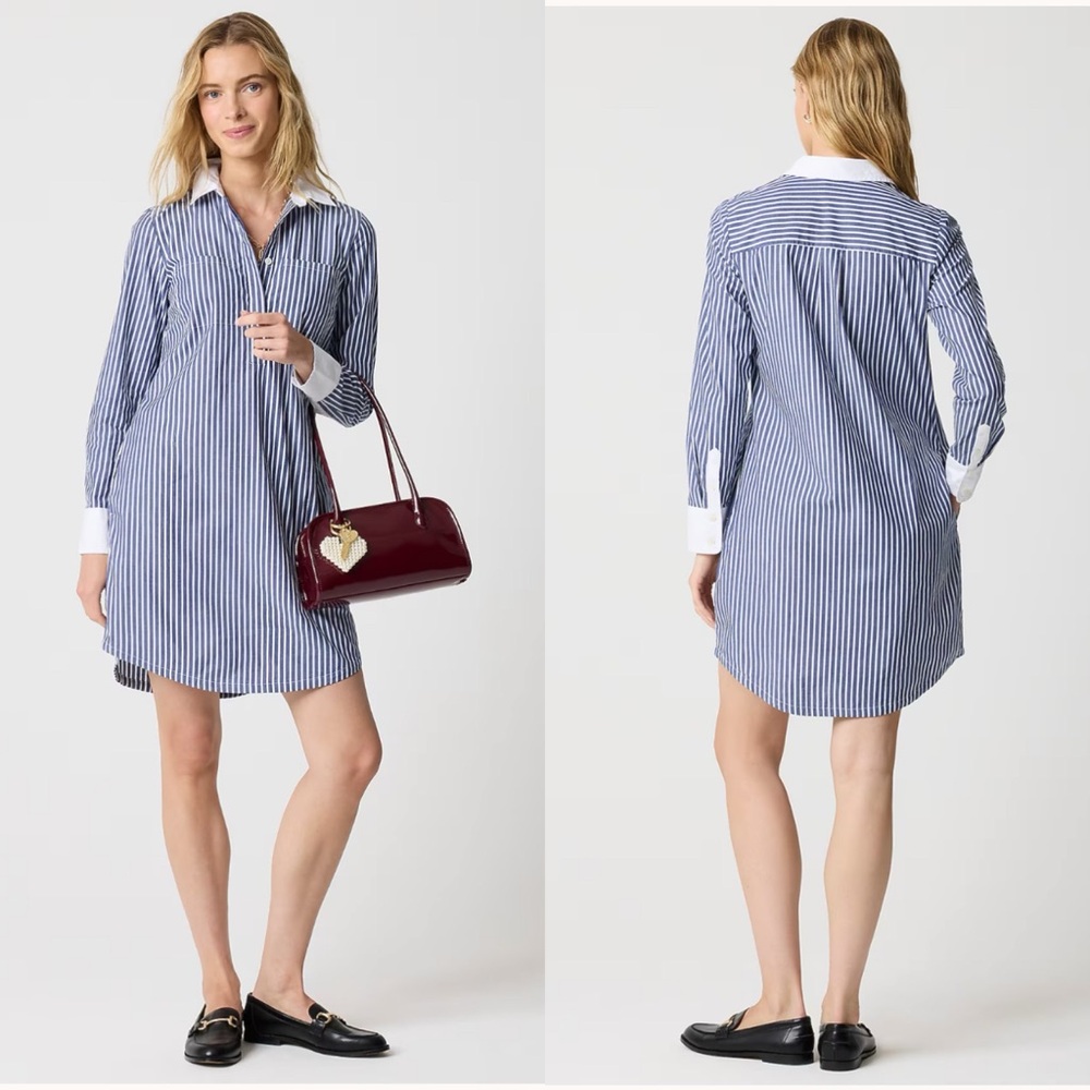 J.Crew Long-Sleeve Striped Shirt Dress